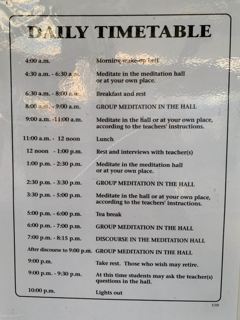 Meditation Timetable